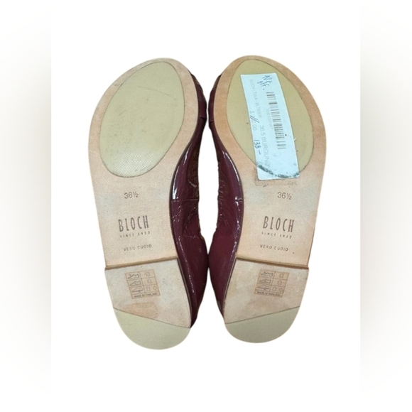 Bloch NWT Ballet Shoes Burgundy Leather Bow Toe Tip Size 36 1/2 - Picture 8 of 9